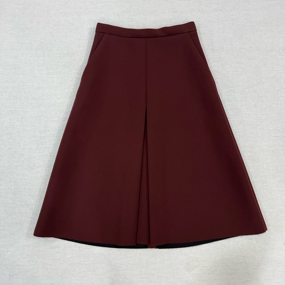 H&M A-line Skirt Women's XS / 2  Maroon Box Pleat Dark Academia